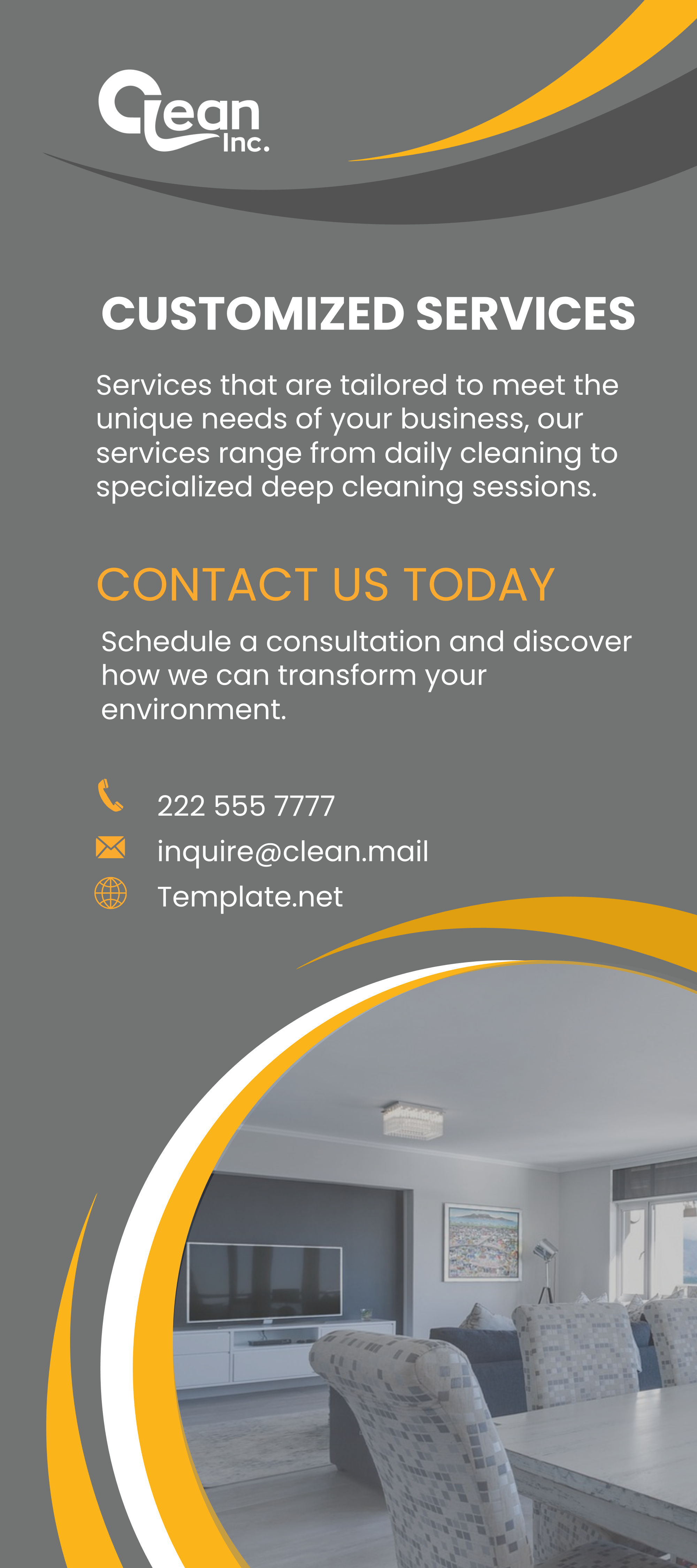 Free Janitorial Services Rack Card Template to Edit Online