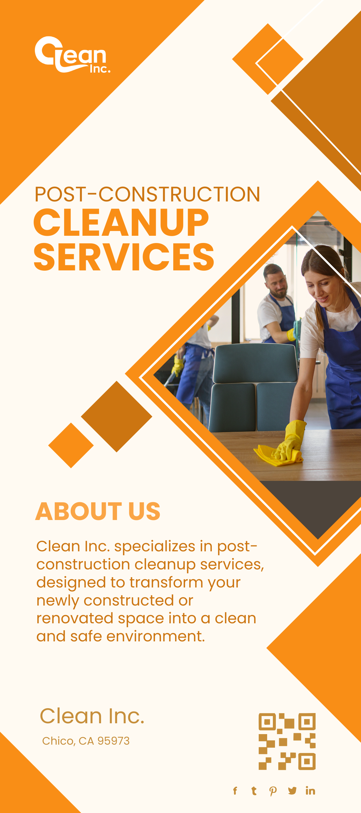 Free Post-Construction Cleanup Services Rack Card Template