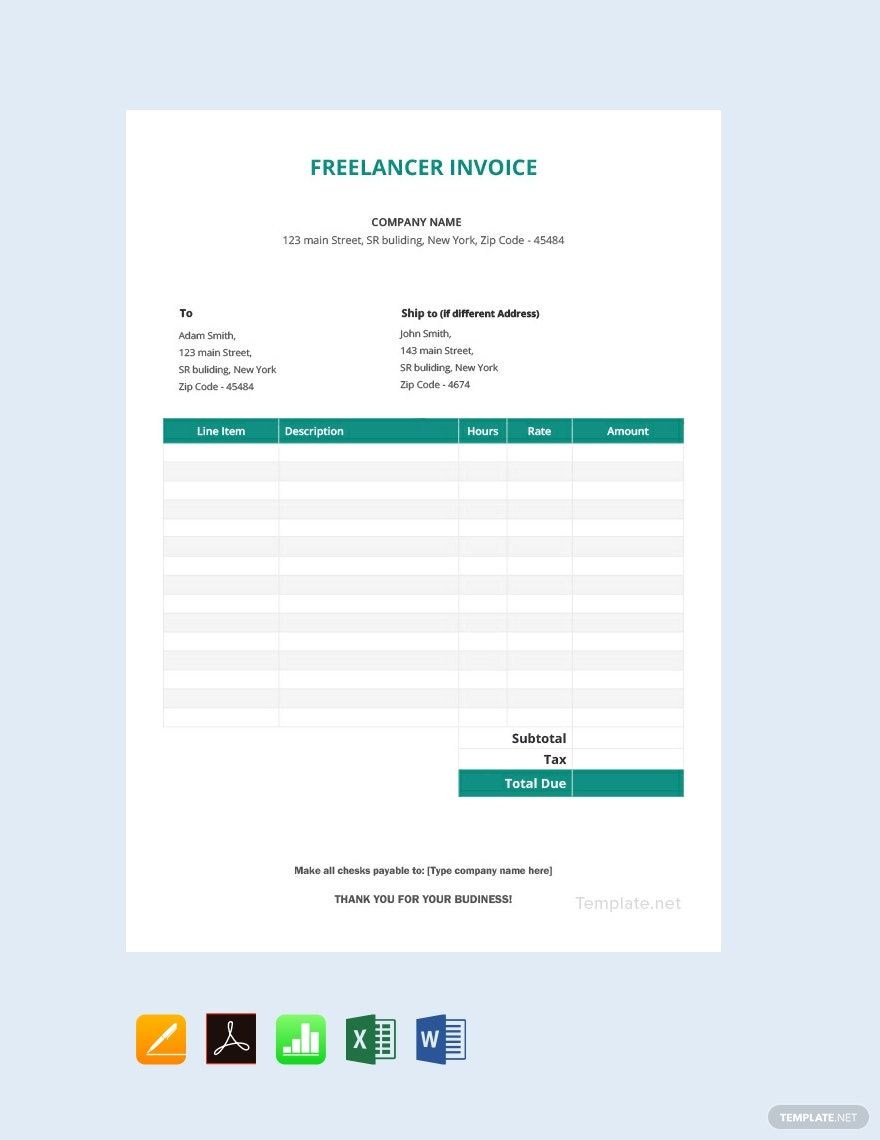 invoices templates word format free download template net