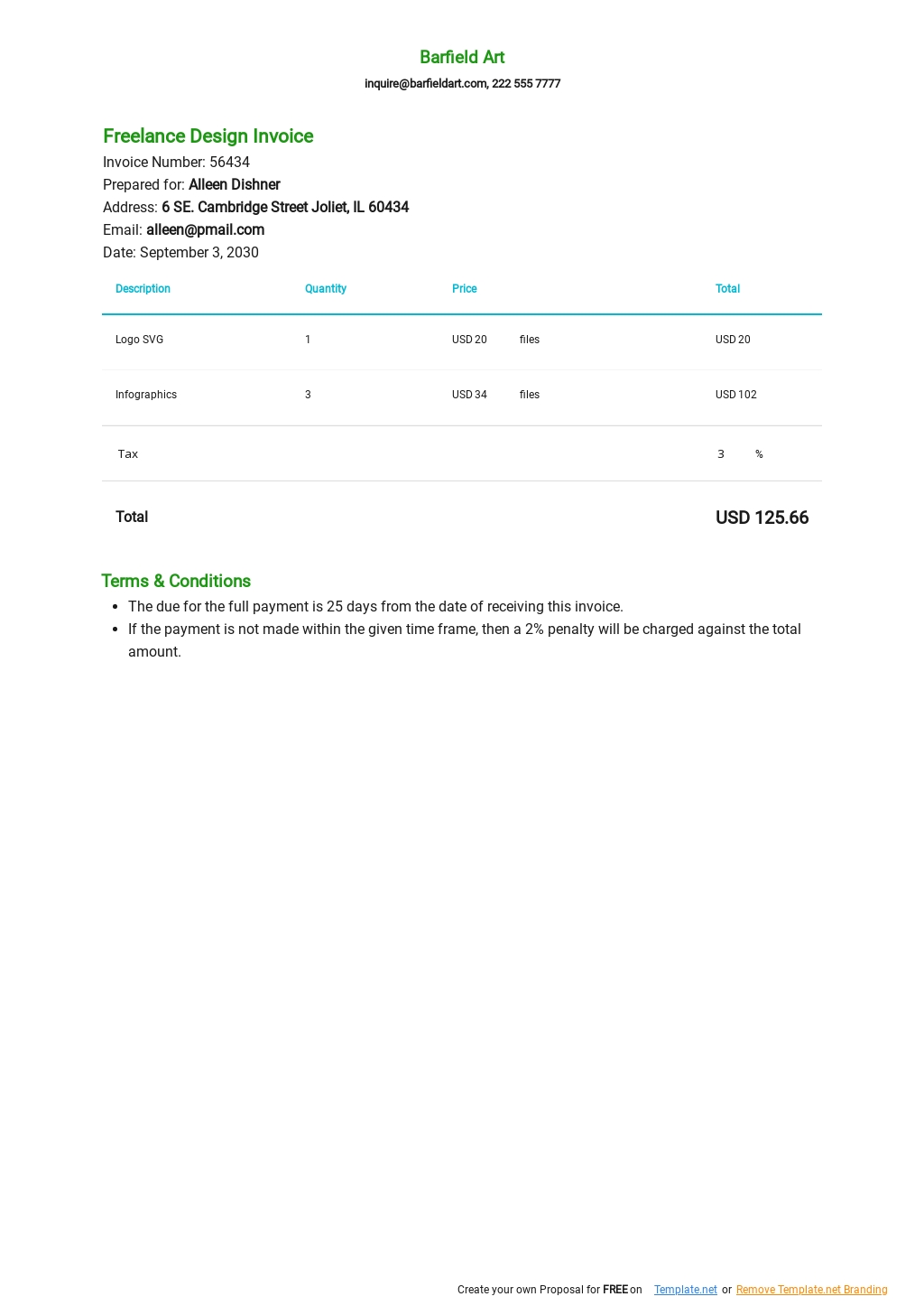 google docs invoice template