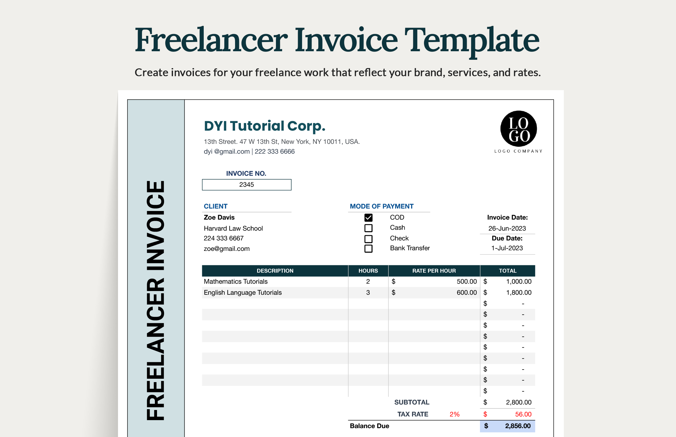 Invoice Template On Google Sheets