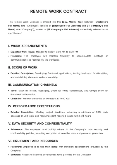 Free Remote Work Contract Template to Edit Online