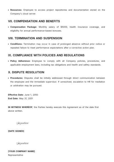Free Remote Work Contract Template to Edit Online