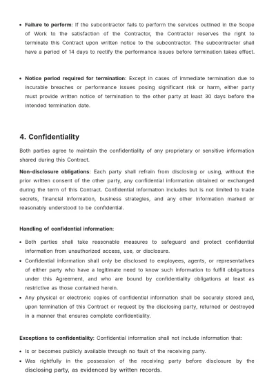 Free Sub Contract Template to Edit Online