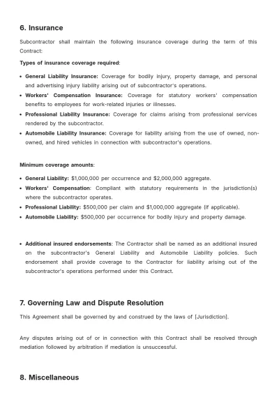 Free Sub Contract Template to Edit Online