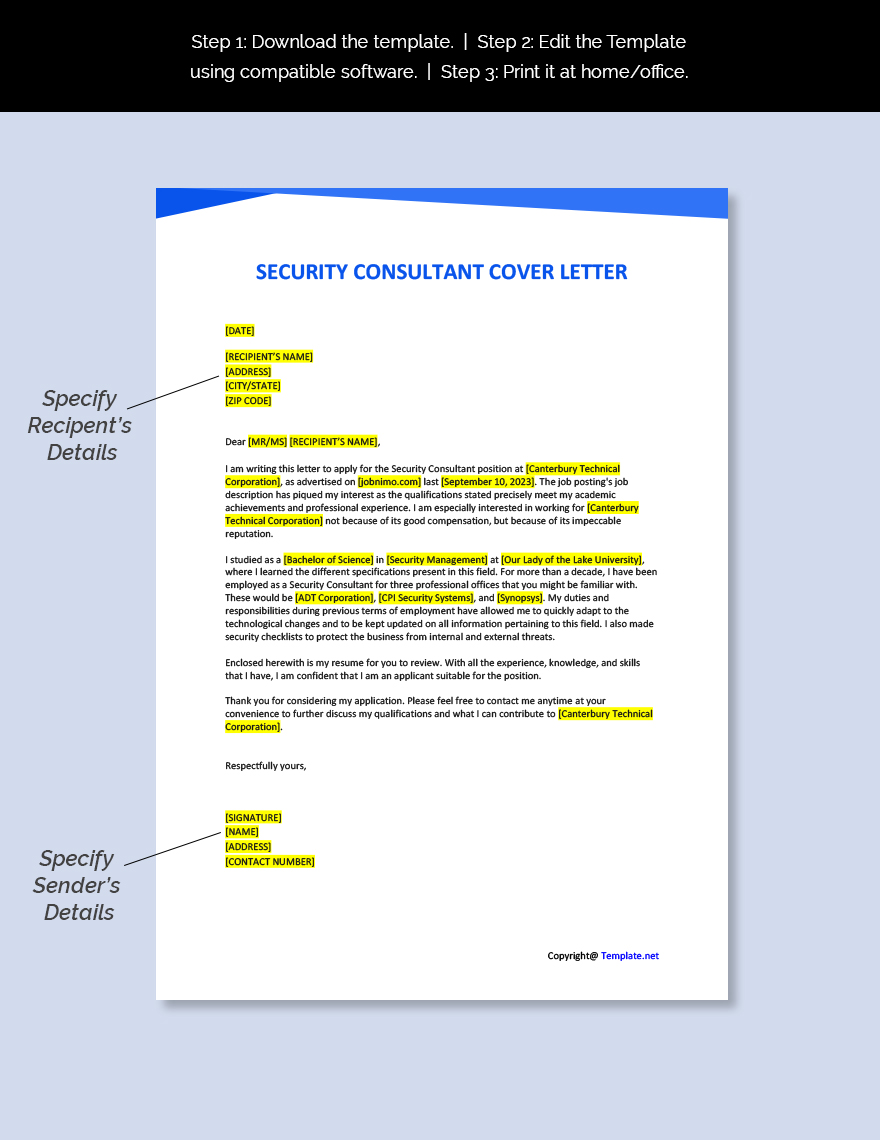Security Consultant Cover Letter