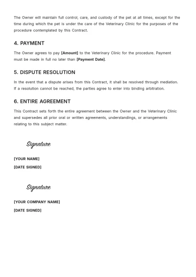 Free Spay/Neuter Contract Template to Edit Online