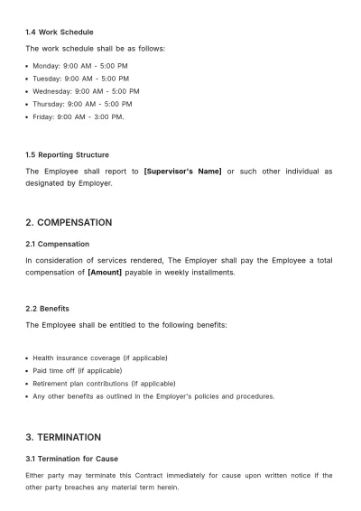 Free Short Term Contract Template to Edit Online