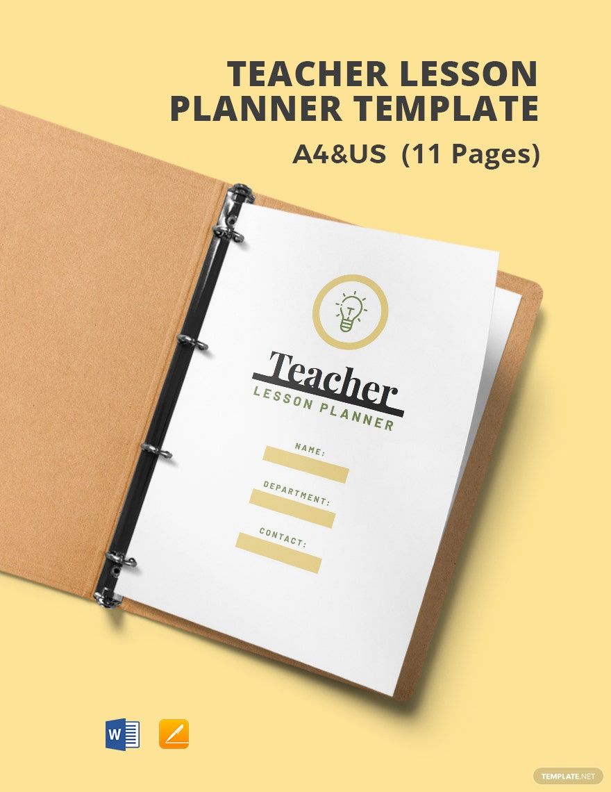 Teacher Lesson Planner Template Google Docs Word Apple Pages PDF 
