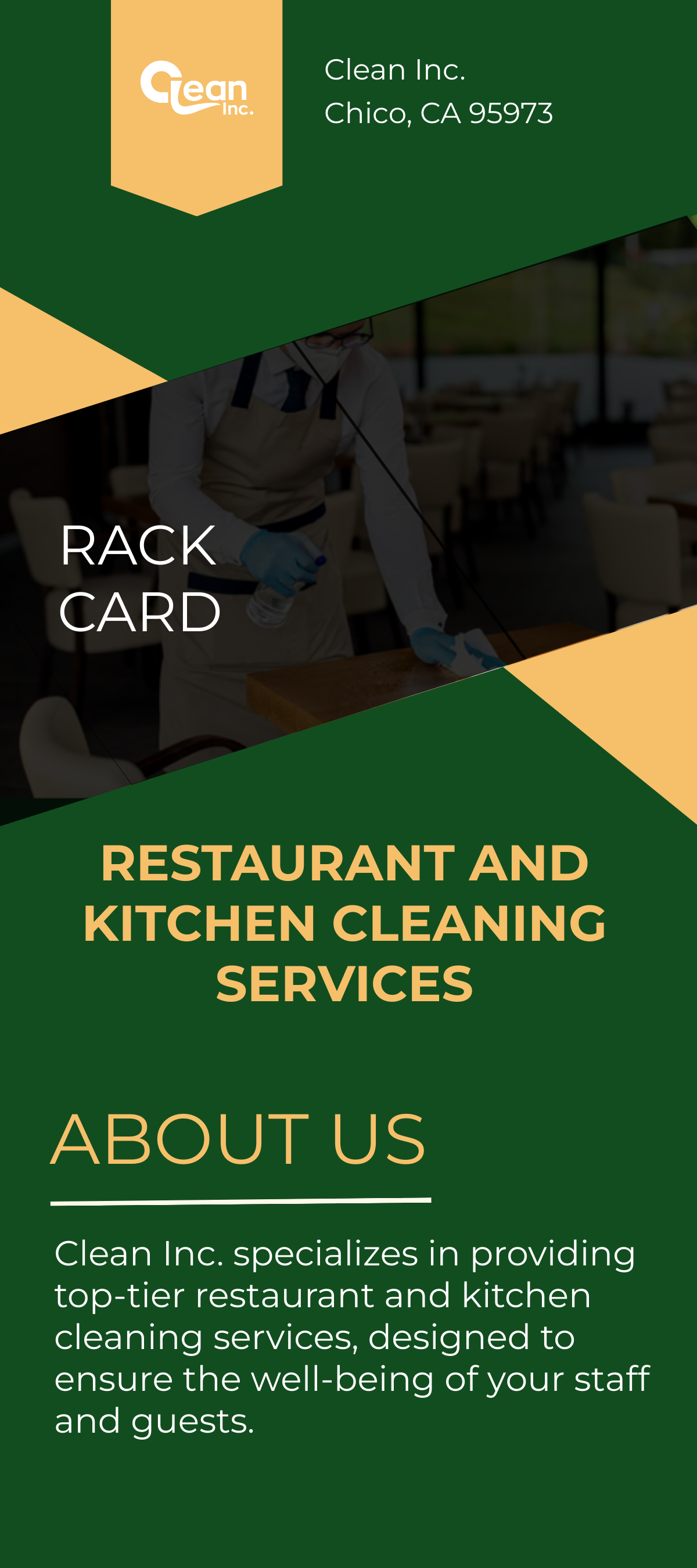 Restaurant and Kitchen Cleaning Services Rack Card