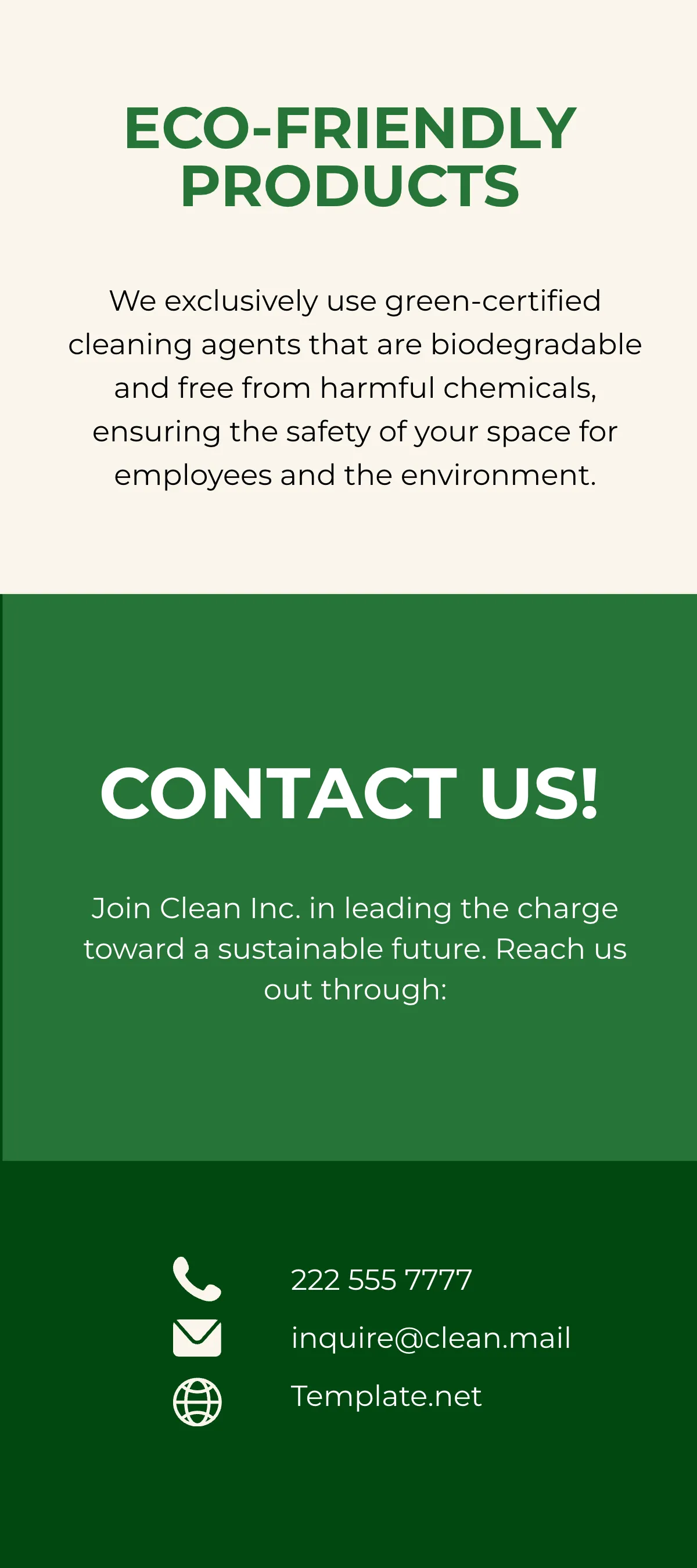 Free Green Cleaning Initiatives Rack Card Template to Edit Online