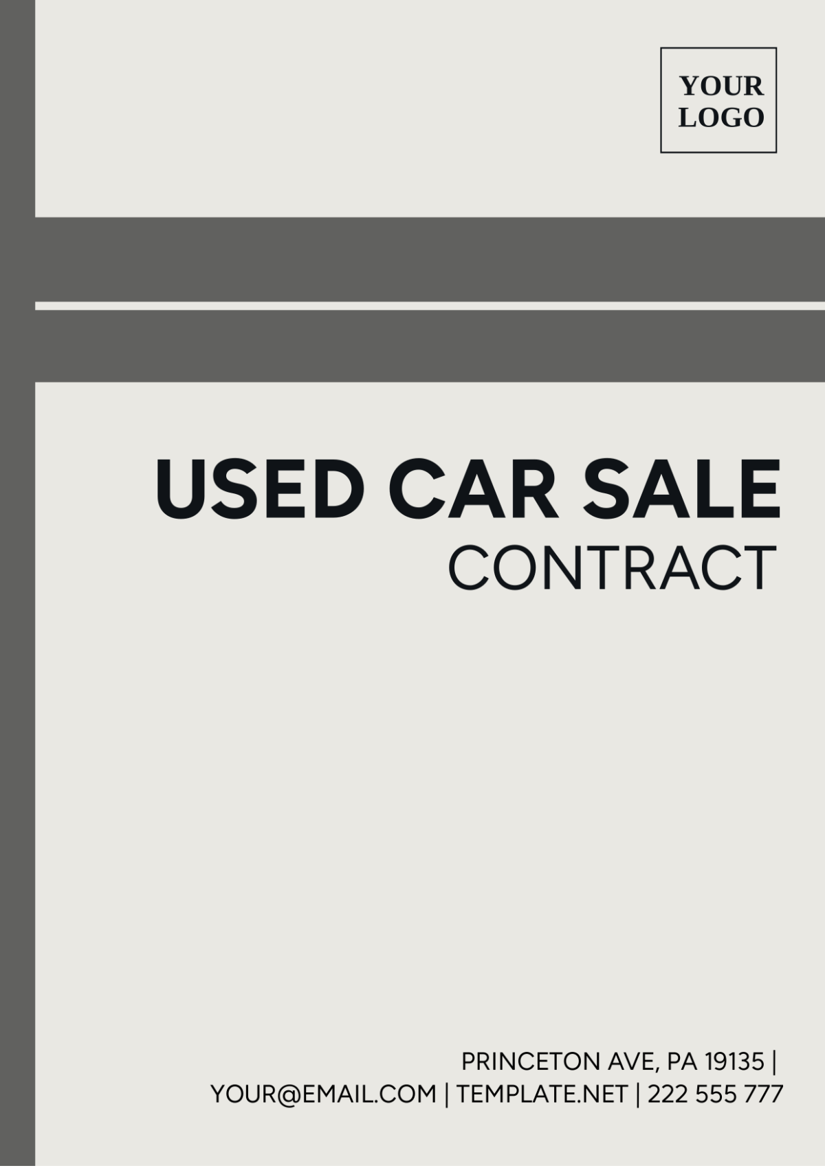 Used Car Sale Contract Template - Edit Online & Download Example