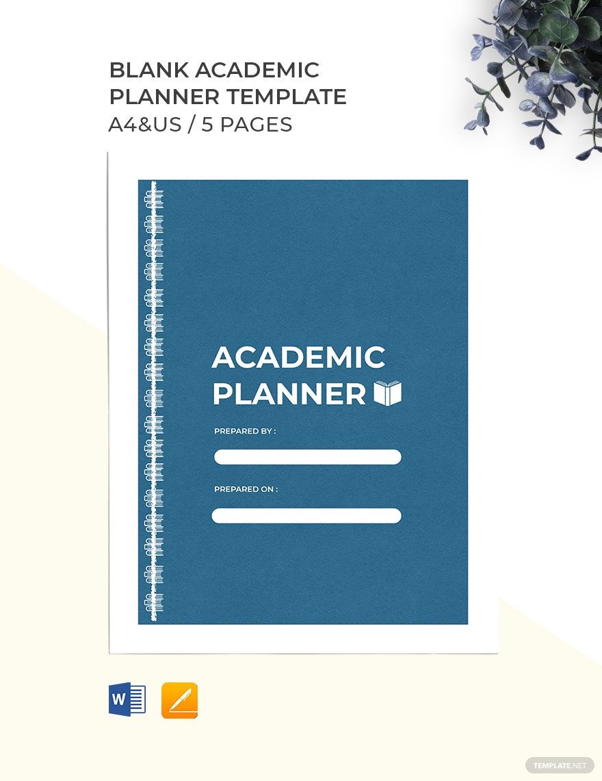 Blank Academic Planner Template in Word, PDF, Apple Pages