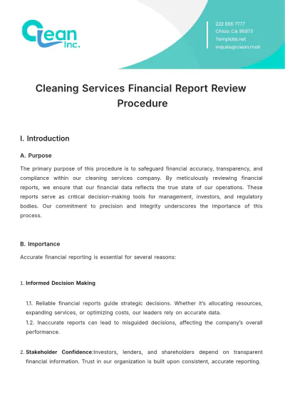 Free Cleaning Services Financial Report Review Procedure Template to Edit Online