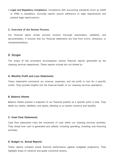 Free Cleaning Services Financial Report Review Procedure Template to Edit Online