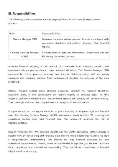 Free Cleaning Services Financial Report Review Procedure Template to Edit Online