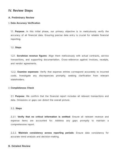 Free Cleaning Services Financial Report Review Procedure Template to Edit Online