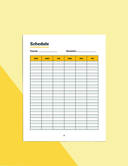Blank Course Planner Template Editable