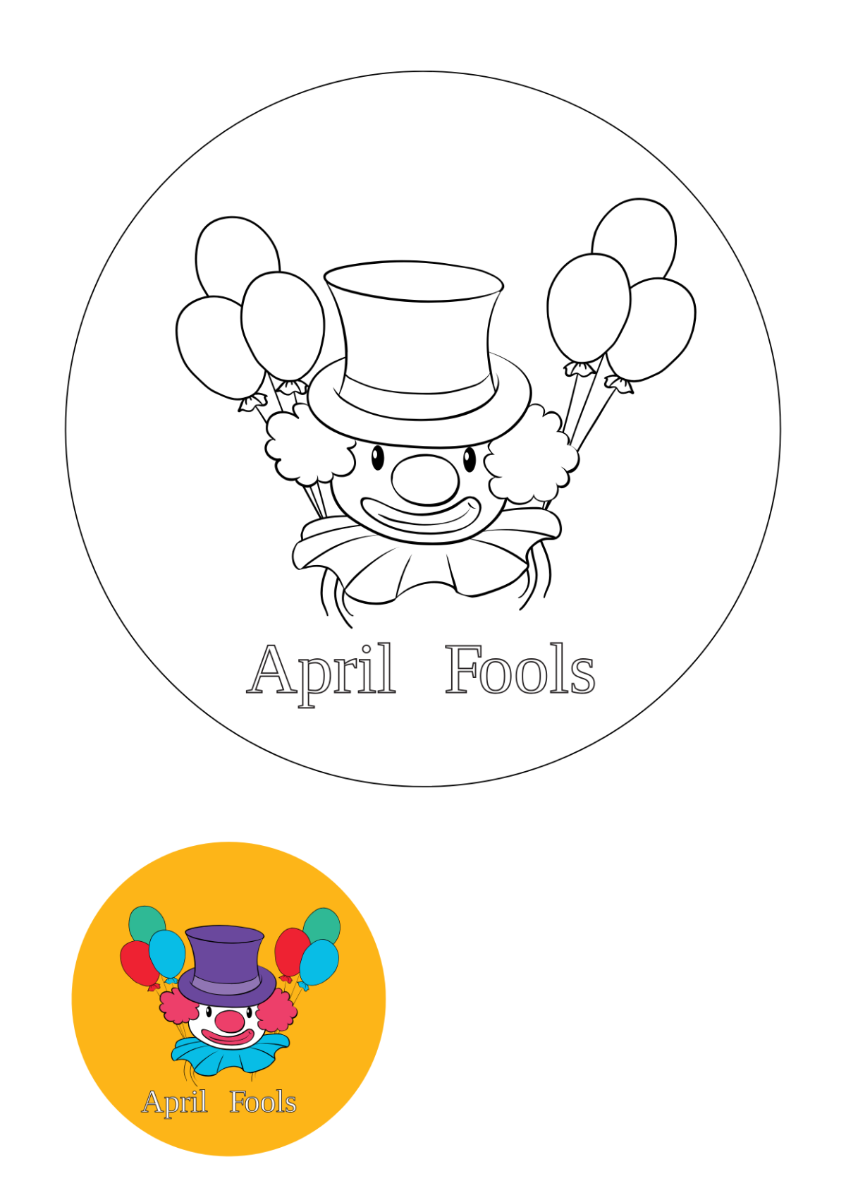 Free April Fools’ Day Coloring Page for kids Template