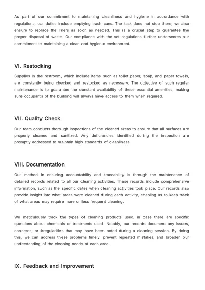 Free Cleaning Services Hygiene Procedure Template to Edit Online