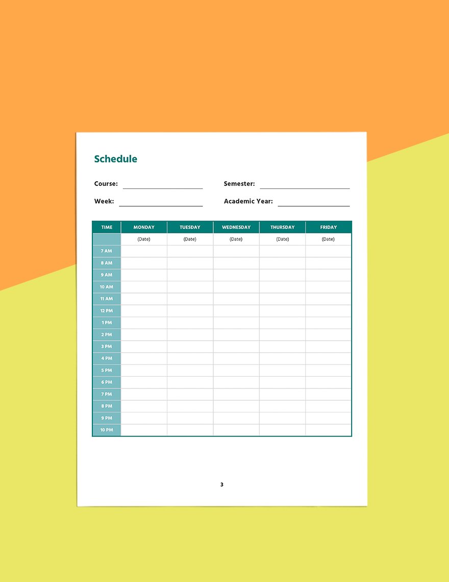 Printable course planner template Download
