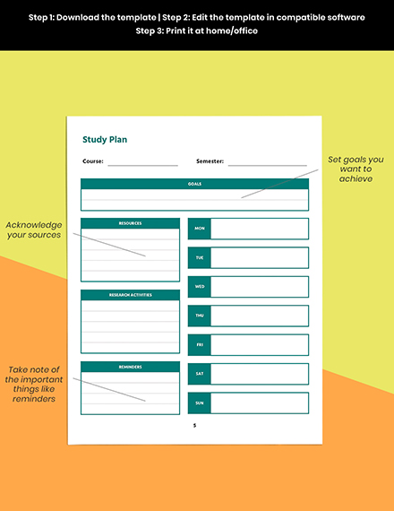 Free Printable Course Planner Template to Edit Online