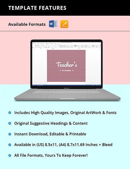 Free Editable Teacher Planner Template to Edit Online