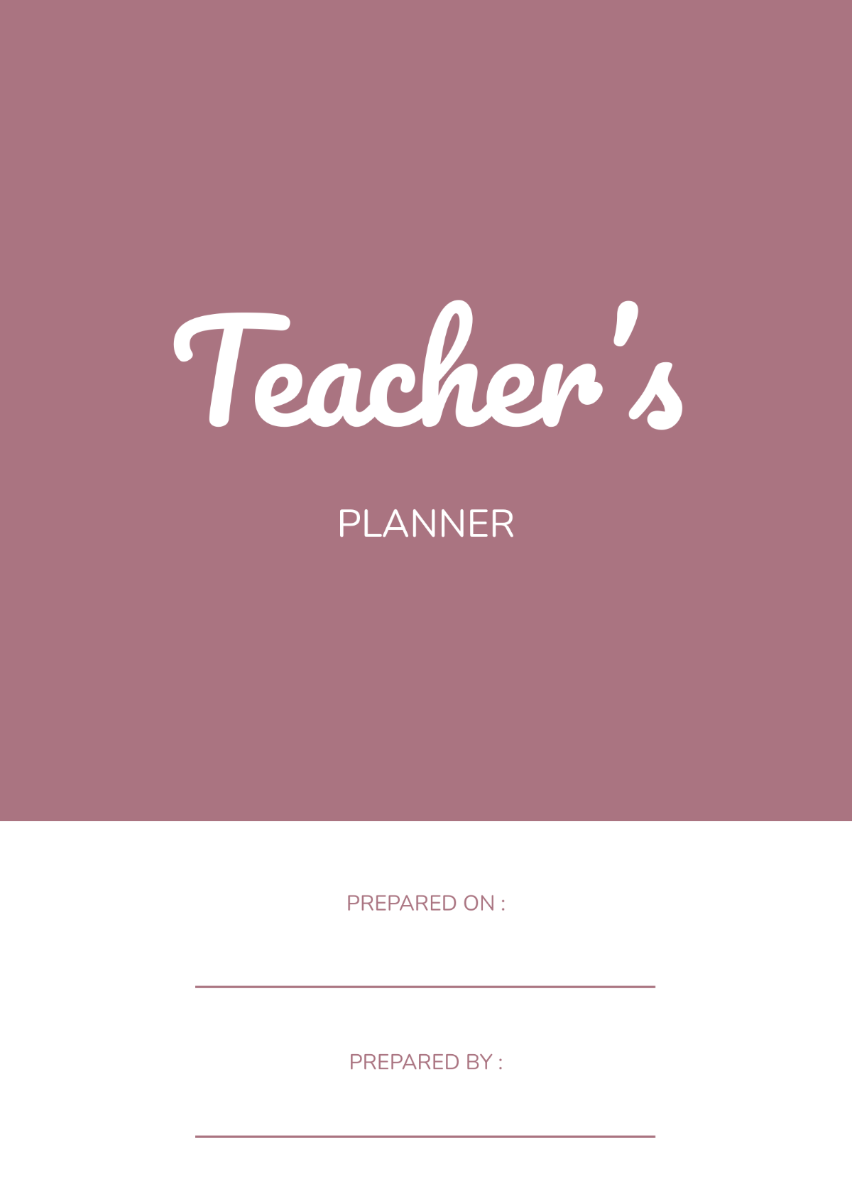 Editable Teacher Planner Template