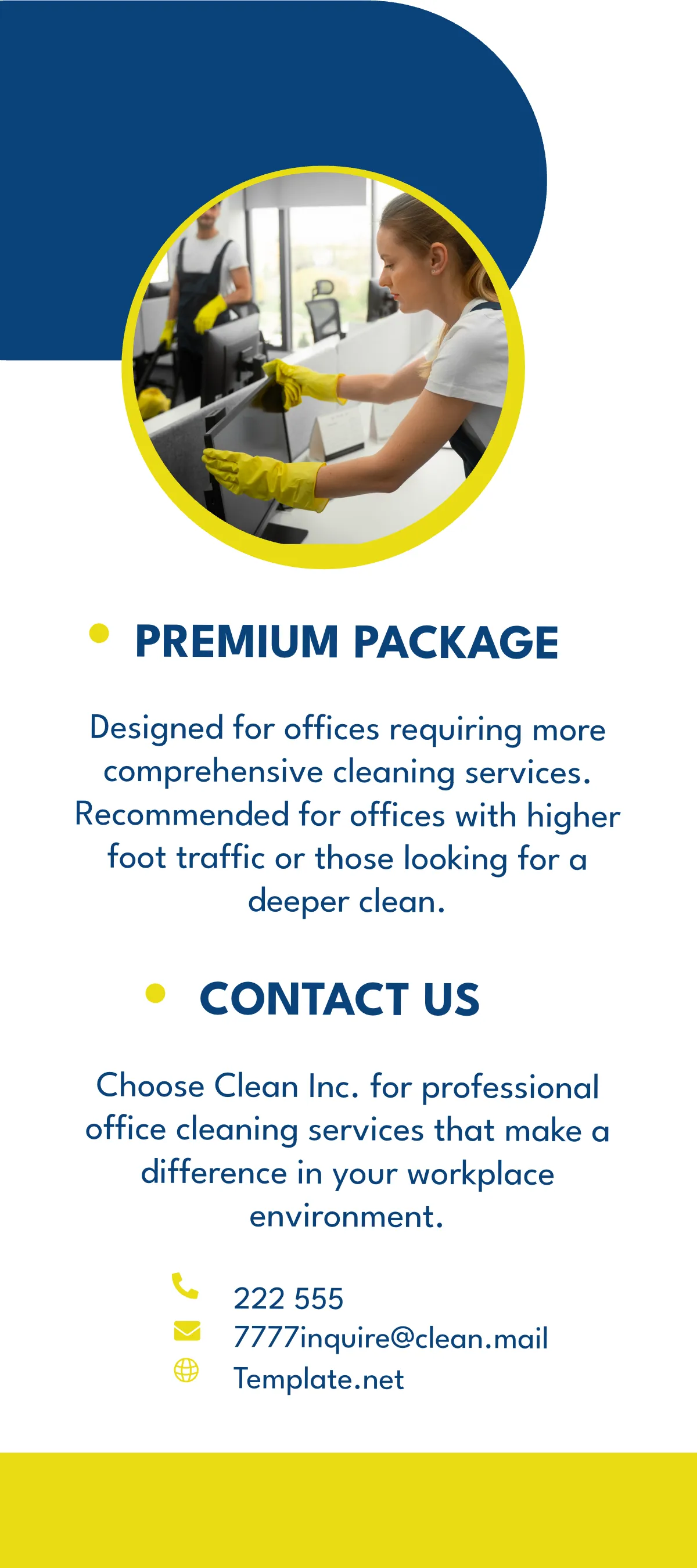 Free Office Cleaning Packages Rack Card Template to Edit Online
