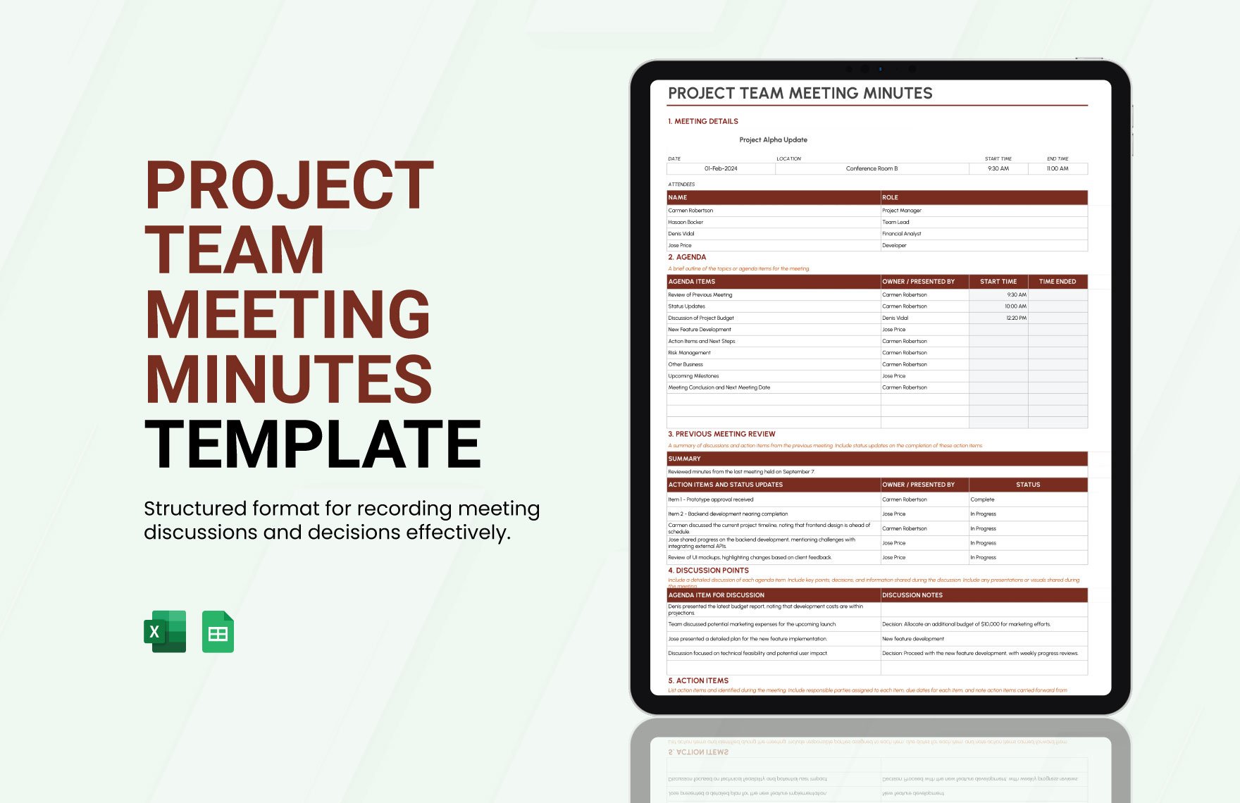 Project Team Meeting Minutes Template