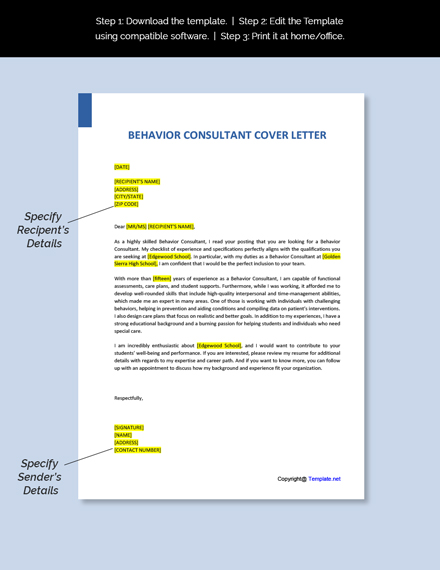 cover letter examples for behavior specialist