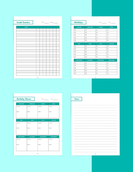 Free Blank Teacher Planner Template to Edit Online