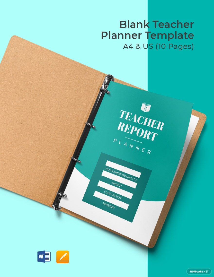 Free Blank Teacher Planner Template