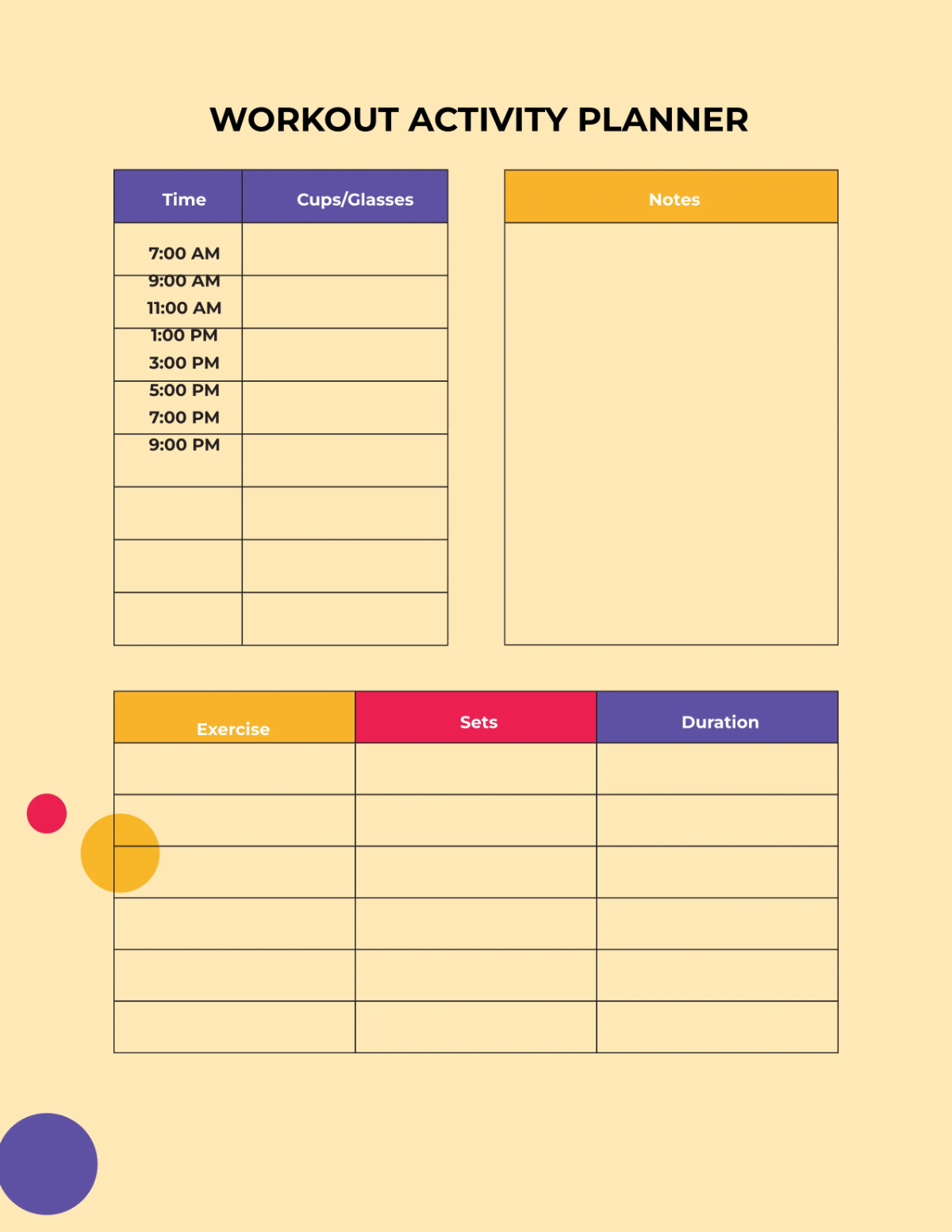 Free Activity Planner Template to Edit Online