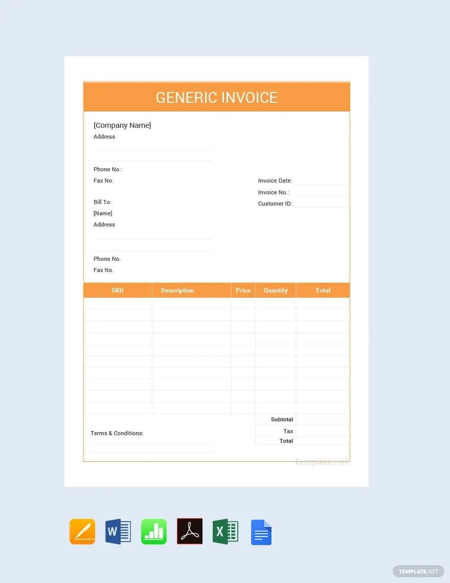Editable Generic Invoice Template