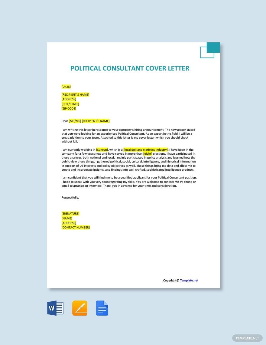 Political Consultant Cover Letter