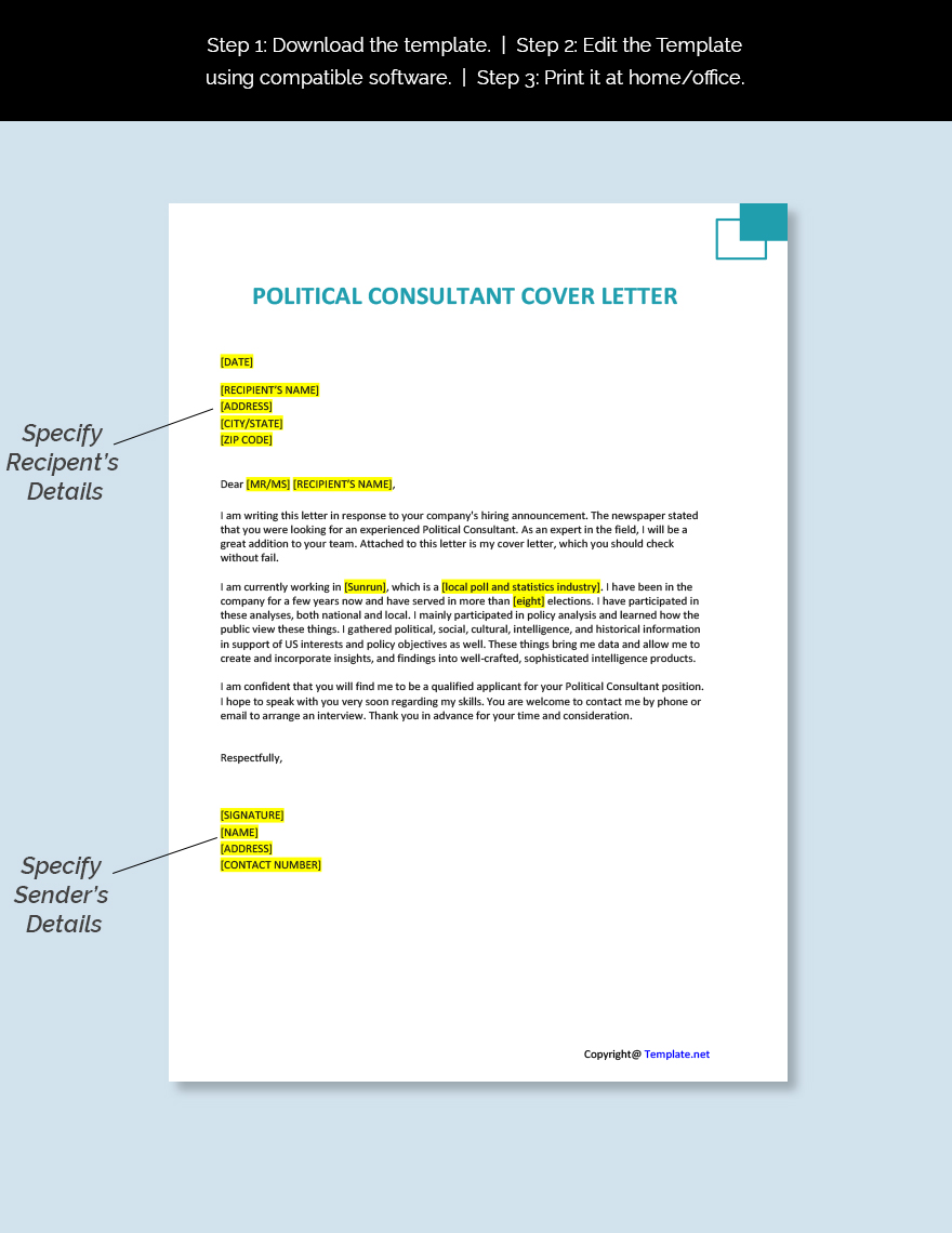 Political Consultant Cover Letter