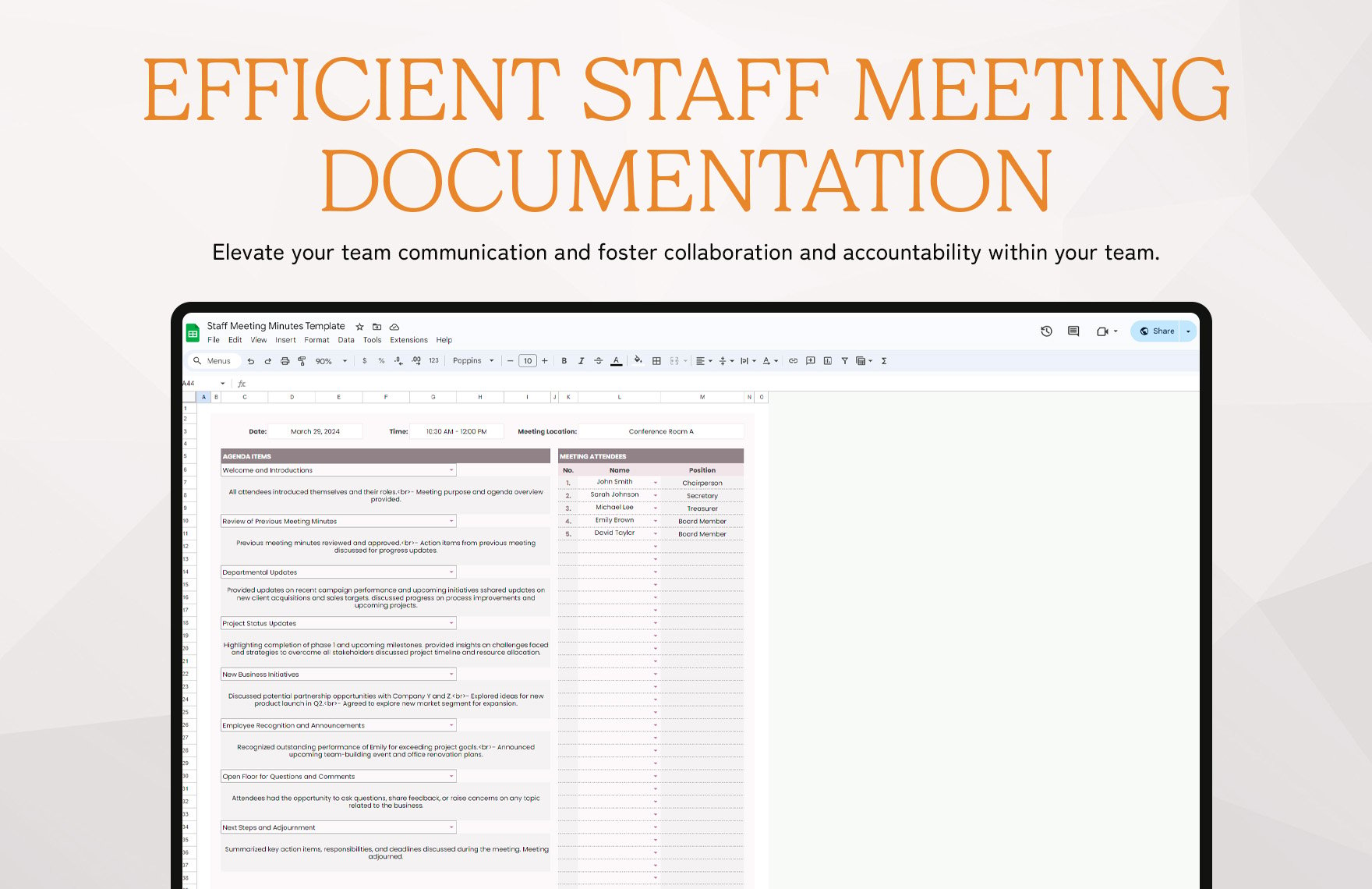 Staff Meeting Minutes Template
