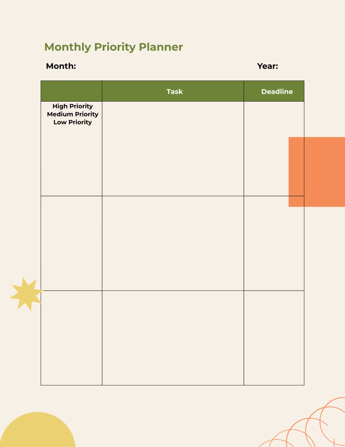 Free Assignment Planner Template to Edit Online