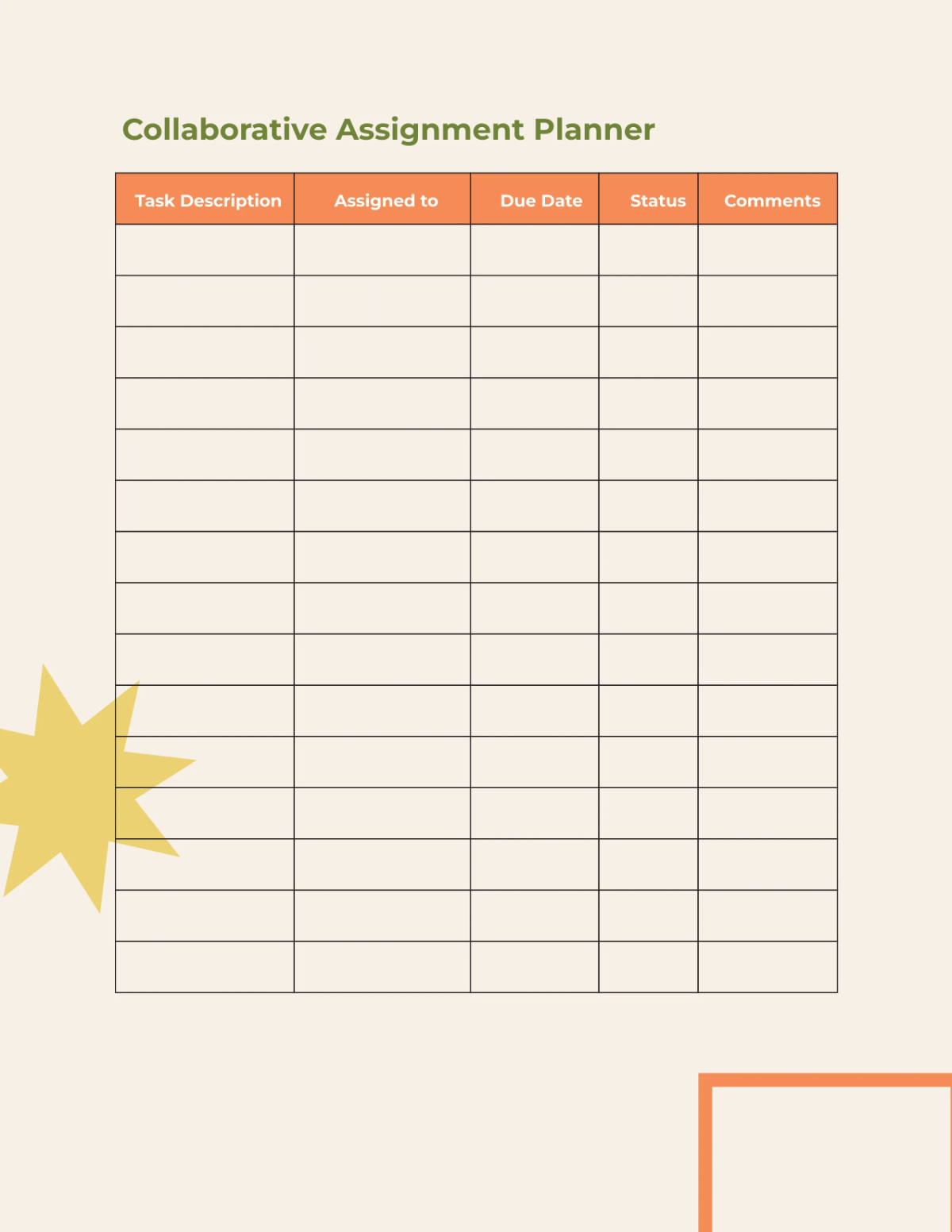 Free Assignment Planner Template to Edit Online