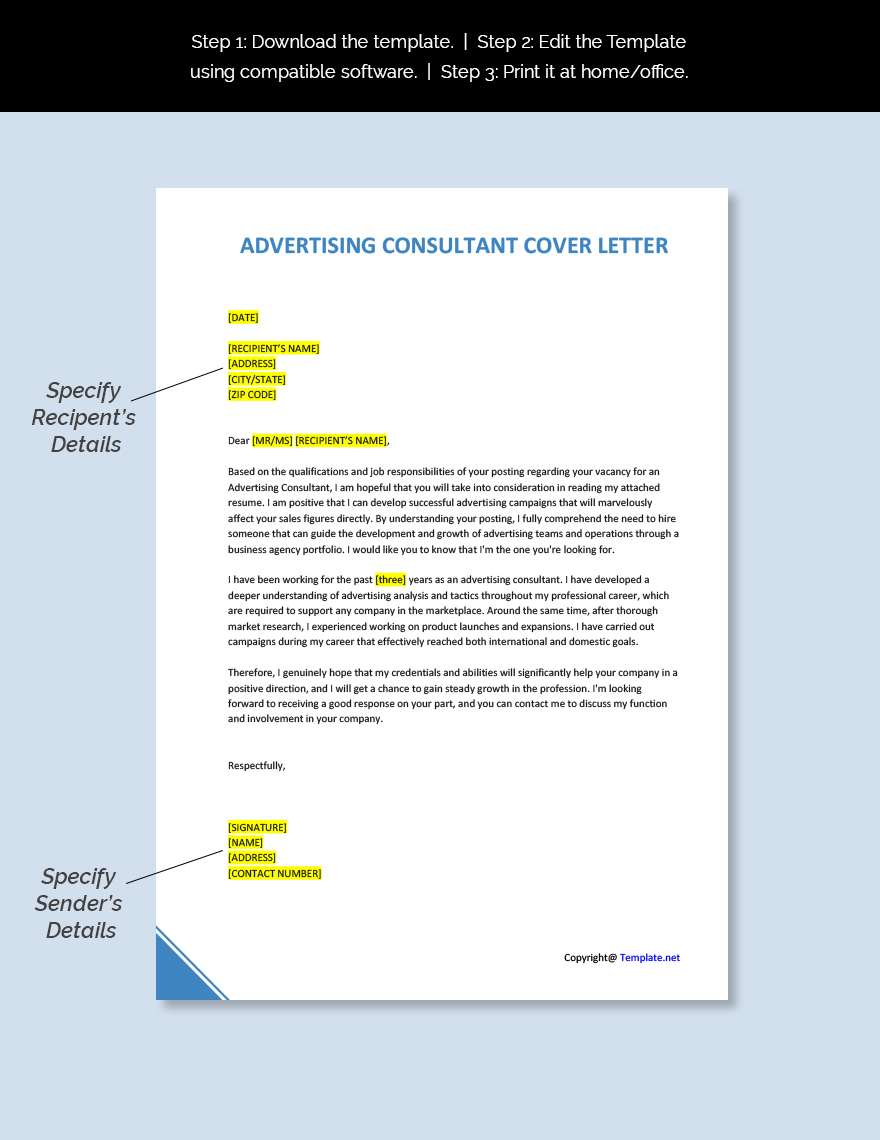 Advertising Consultant Cover Letter Template