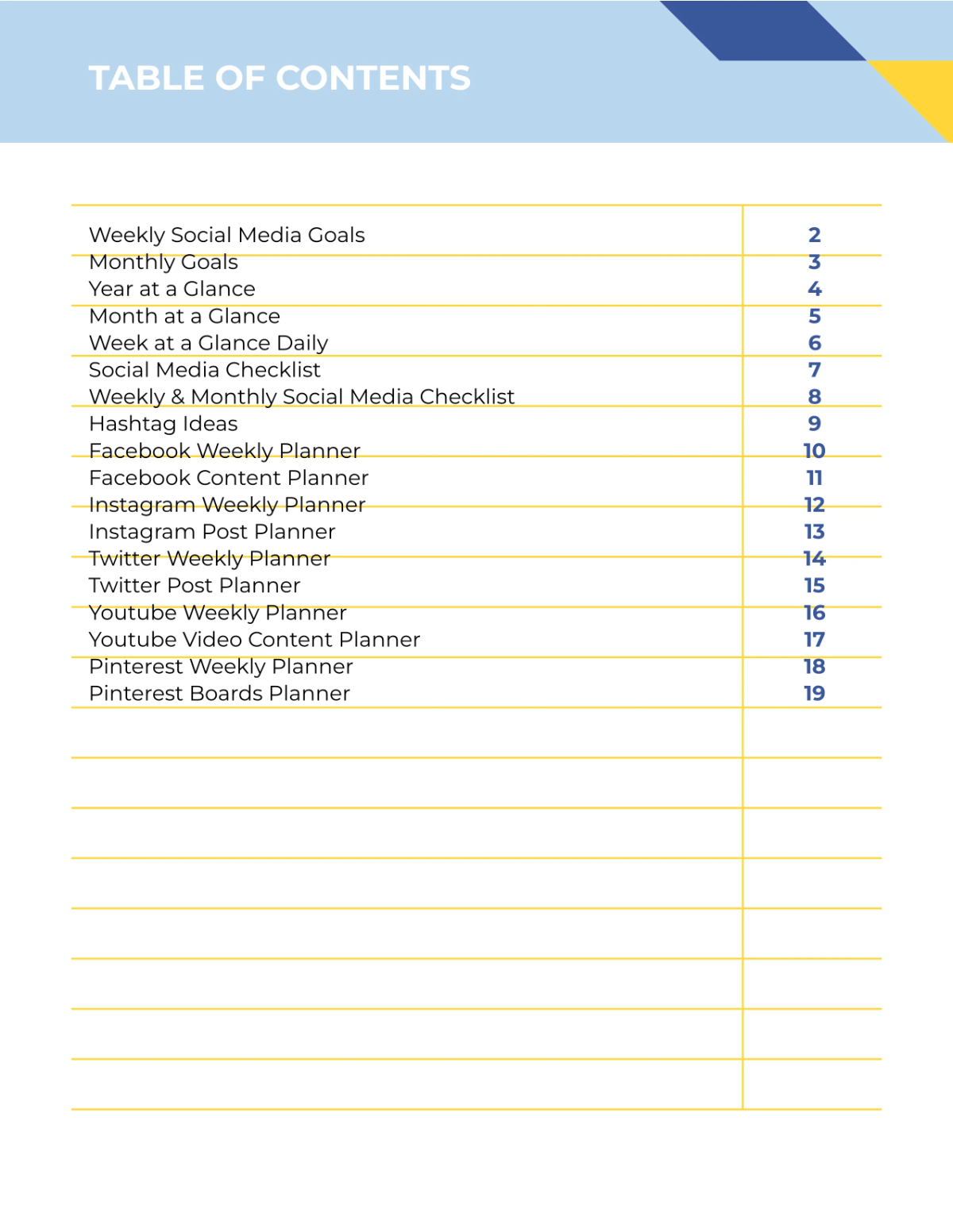 Free Social Media Content Planner Template to Edit Online