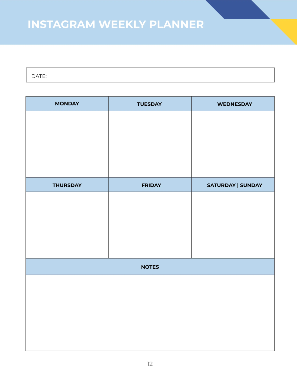 Free Social Media Content Planner Template to Edit Online