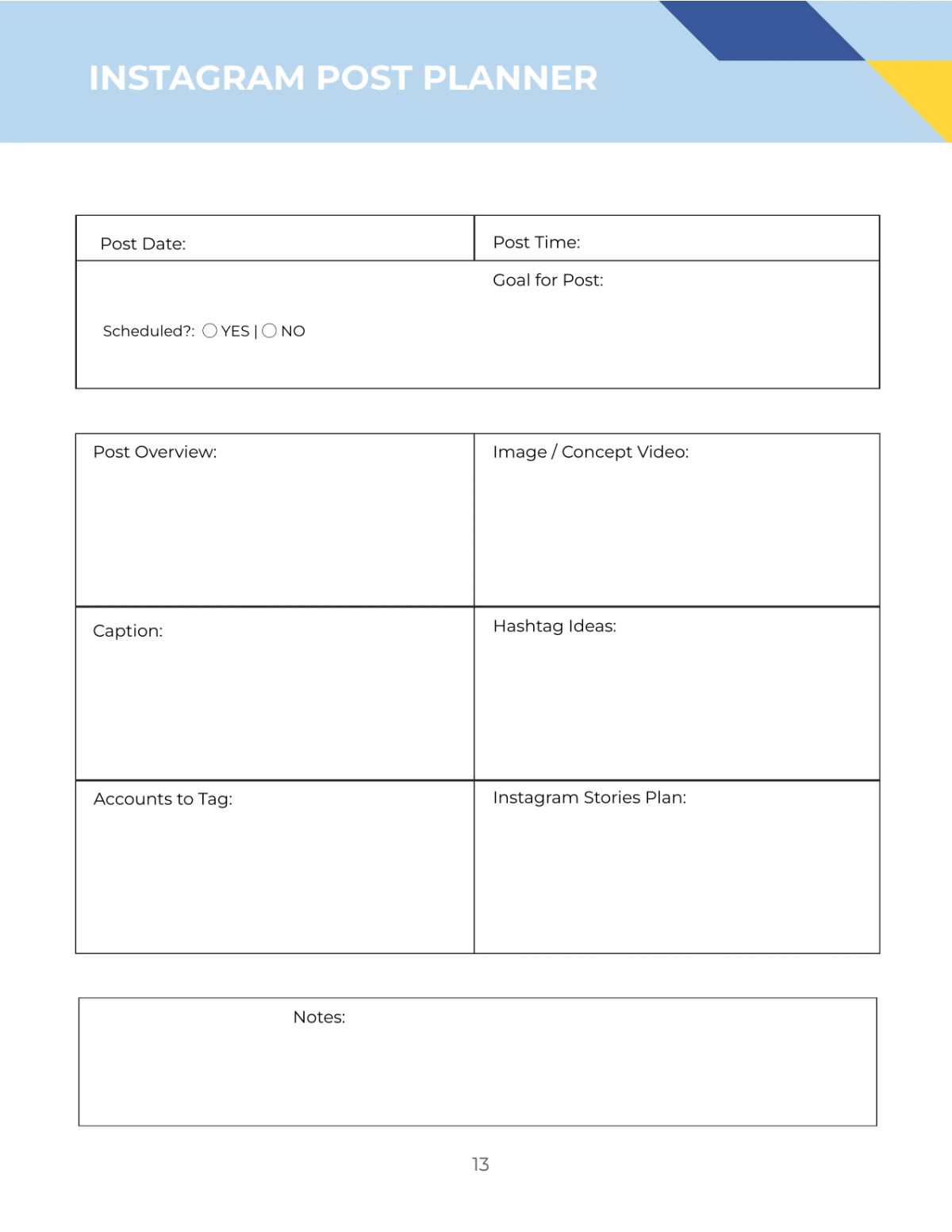 Free Social Media Content Planner Template to Edit Online