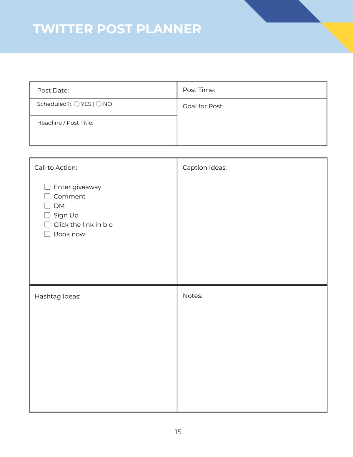 Free Social Media Content Planner Template to Edit Online