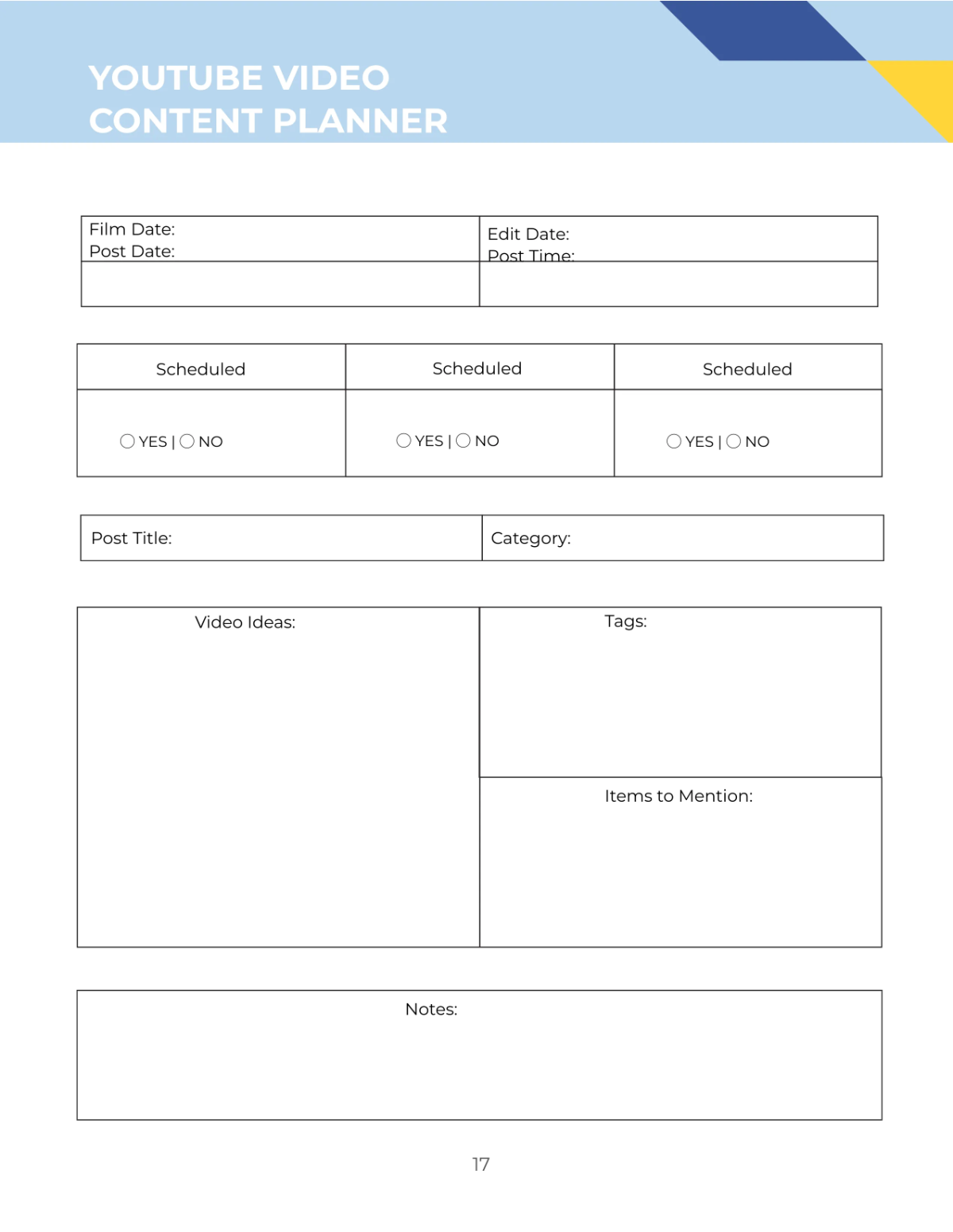 Free Social Media Content Planner Template to Edit Online