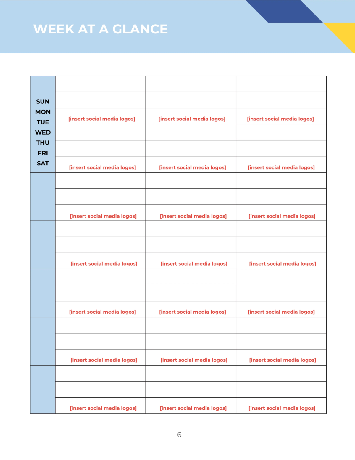 Free Social Media Content Planner Template to Edit Online