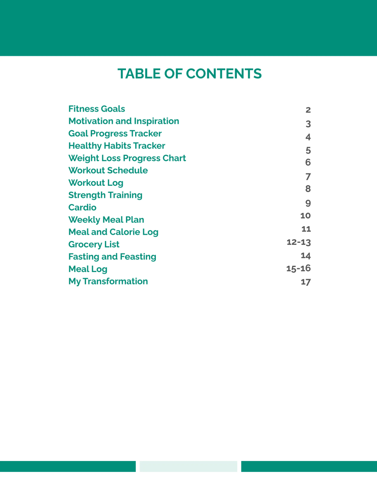 Free Fitness Planner Template to Edit Online