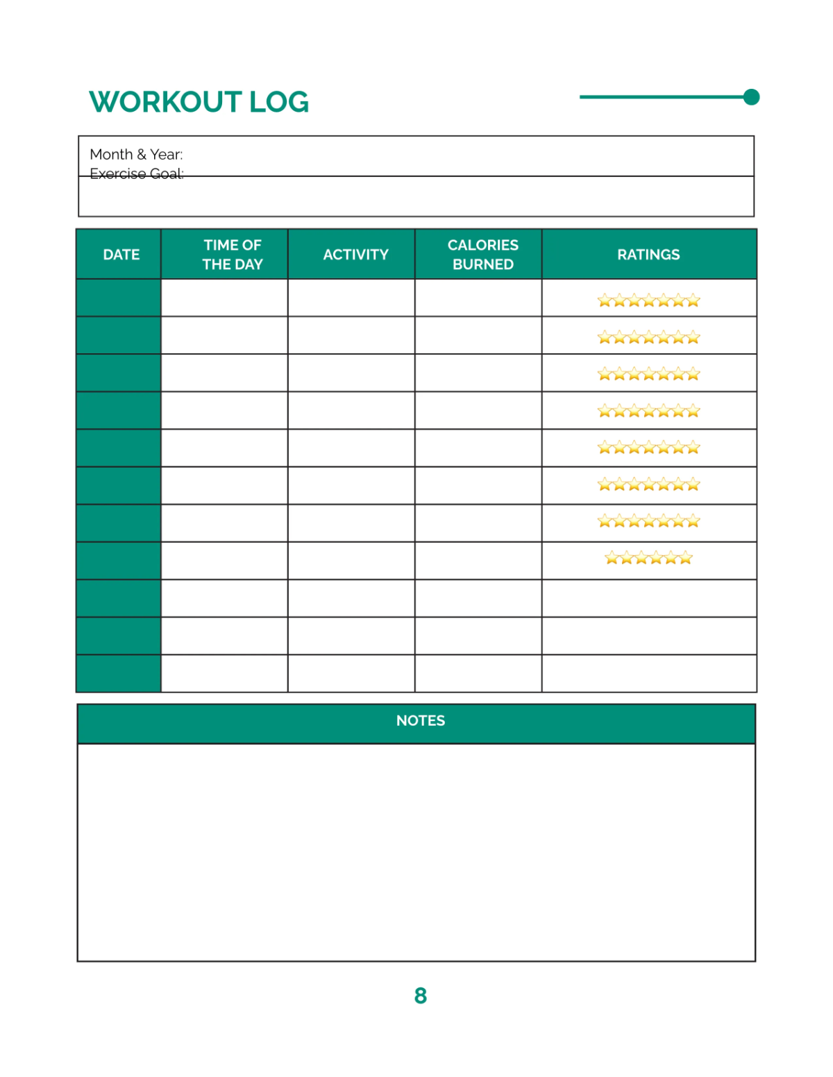 Free Fitness Planner Template to Edit Online