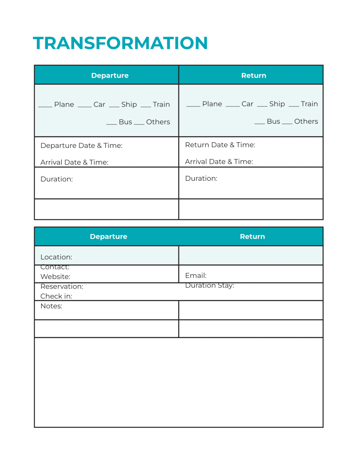 Free Basic Itinerary Planner Template to Edit Online